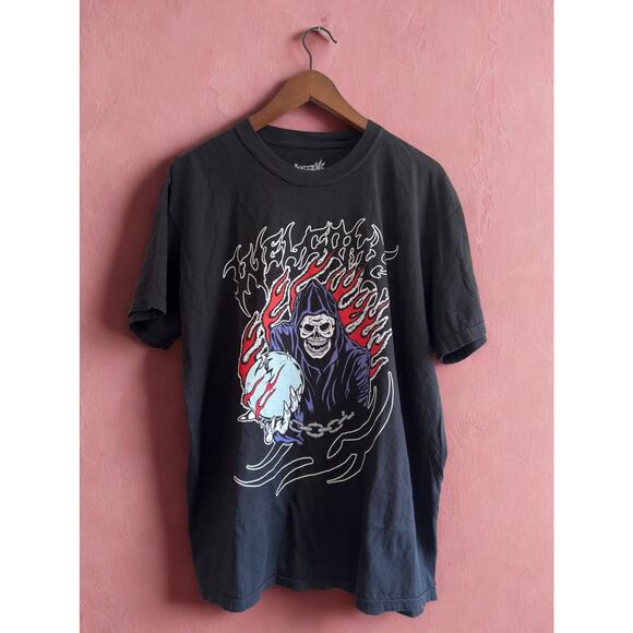 Welcome Black Graphic Tee Men’s Large Grim Reaper Skateboard Streetwear | NWOT - Picture 1 of 8